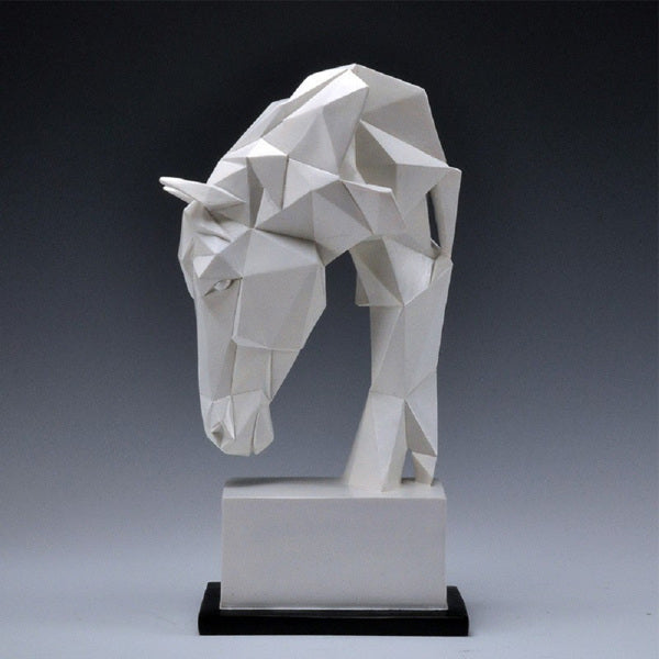 Horse Head Ornaments Animal Resin Home Decoration Nordic Geometric Origami Crafts Furnishings Living Room Desk Decor Statuette