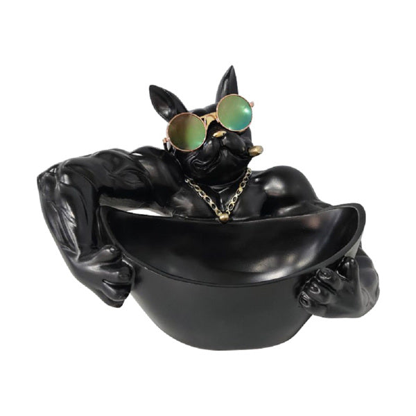 Bulldog Storage Sculpture, Resin Cool Dog Bulldog Statue Storage Tray, Bulldog Tray Ornament Key Snack Holder