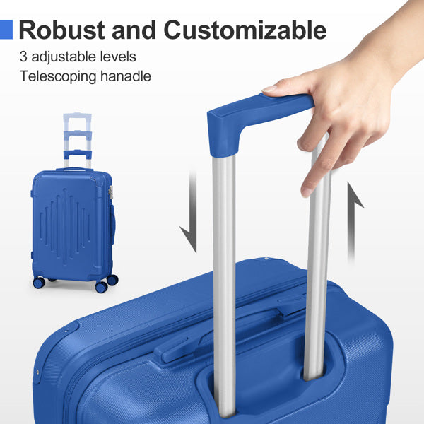 2-Piece ABS Luggage Set with Diamond Pattern & Non-TSA Locks (12in+20in) – Navy Blue 55×35×25cm (21.7×13.8×9.8in)