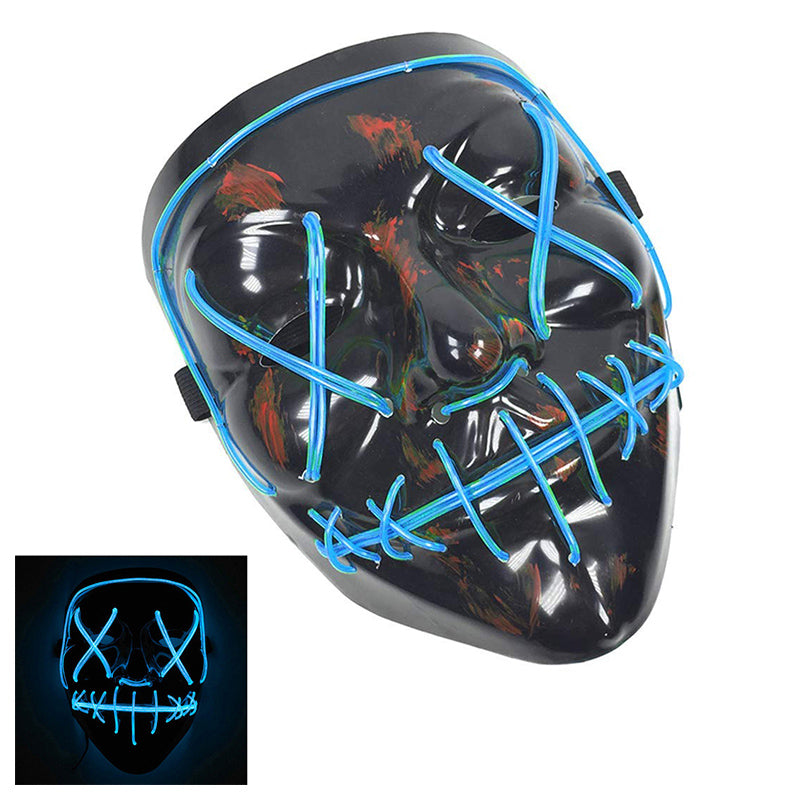 Light Up Purge Mask Led Scary Halloween Cosplay Masks for Adults - White/Red/Blue/Fluorescent Green/Yellow/Purple/Pink/Orange