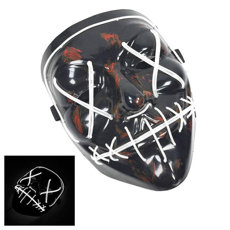 Light Up Purge Mask Led Scary Halloween Cosplay Masks for Adults - White/Red/Blue/Fluorescent Green/Yellow/Purple/Pink/Orange