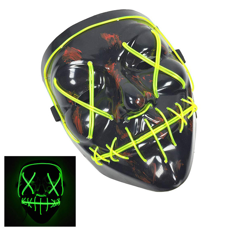 Light Up Purge Mask Led Scary Halloween Cosplay Masks for Adults - White/Red/Blue/Fluorescent Green/Yellow/Purple/Pink/Orange