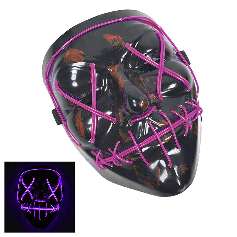 Light Up Purge Mask Led Scary Halloween Cosplay Masks for Adults - White/Red/Blue/Fluorescent Green/Yellow/Purple/Pink/Orange