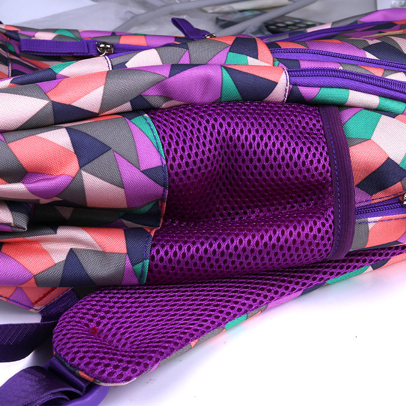 Geometric Pattern Backpack for Girls and Boys Middle School Bag Elementary Bookbags - Purple