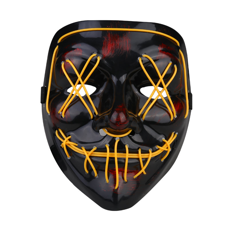 Light Up Purge Mask Led Scary Halloween Cosplay Masks for Adults - White/Red/Blue/Fluorescent Green/Yellow/Purple/Pink/Orange