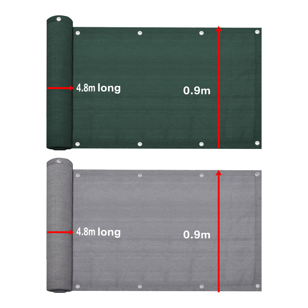 4.8m Garden Balcony Fence Cover Cloth Privacy Screen Fabric Shade Tarp Netting Mesh Cloth - Grey