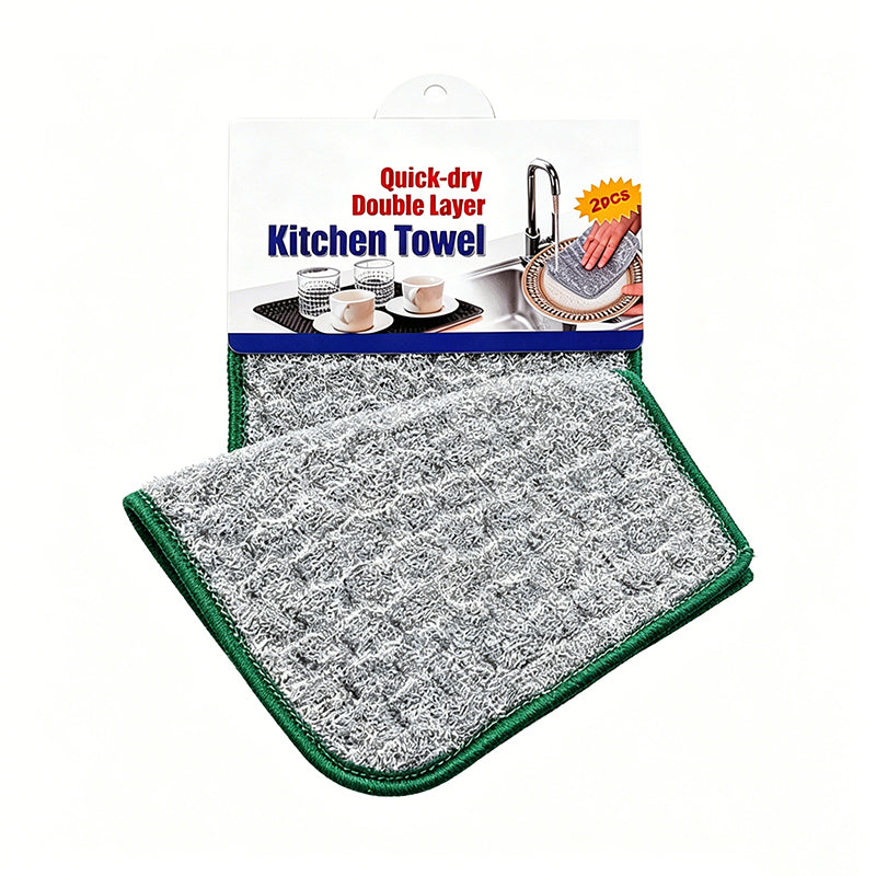 2 Pack Quick-Dry Dishwashing Cloths Double Layer Kitchen Sink Cleaning