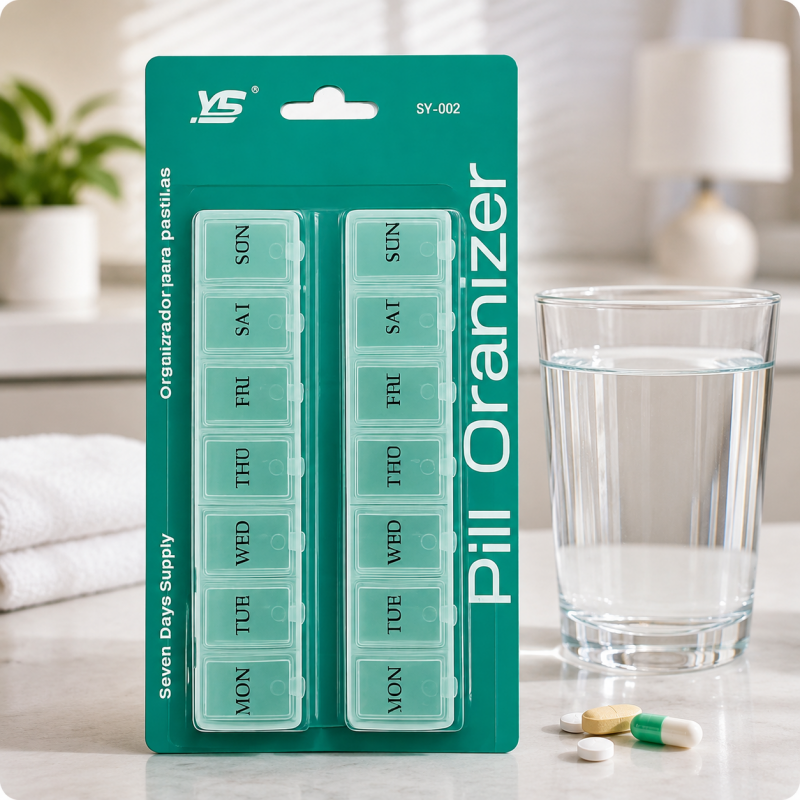 7 Day Weekly Pill Box 14 Compartments Medicine Tablet Organizer Dispenser