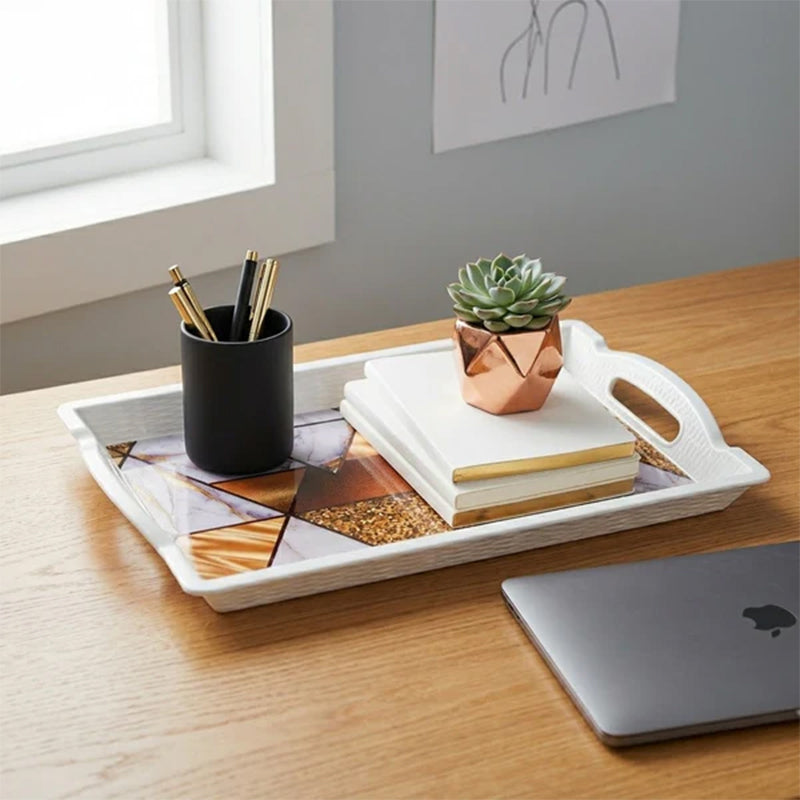 Serving Tray with Grip Handles – 49 x 31cm Plastic Food & Breakfast Tray for Tea, Meal Prep & Bed Dining