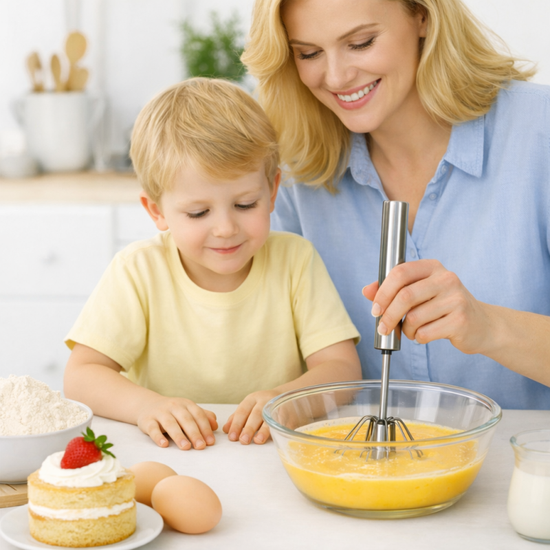 3PCS Semi Auto Egg Beater Hand Push Whisk Stainless Steel Blender Mixer