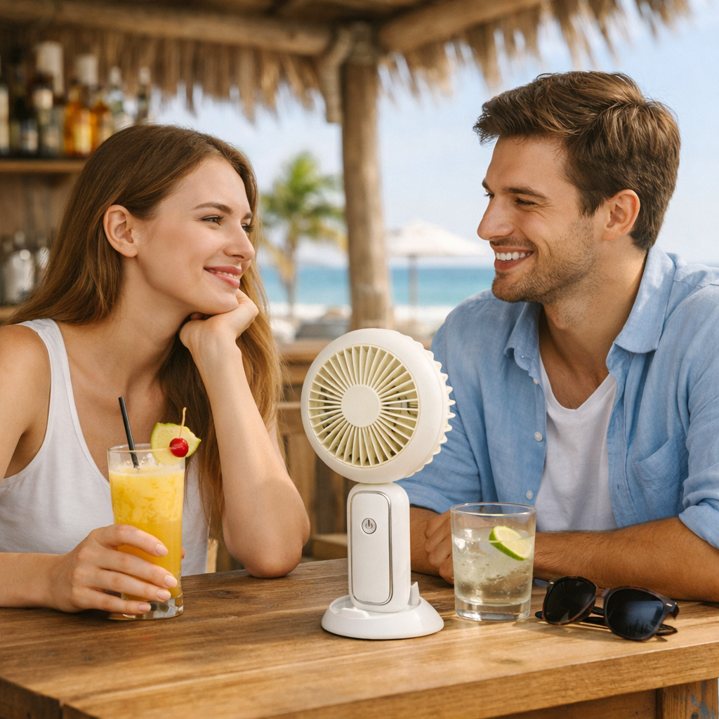 3 Pack LED Rechargeable Handheld Fan Folding Desk Fan w/ Base Travel Cooler