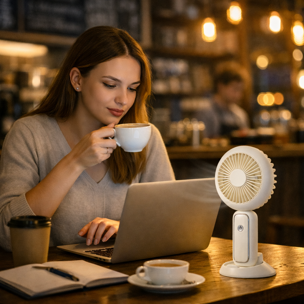 2 Pack LED Portable Rechargeable Handheld Fan Foldable Desk Fan w/ Base Travel