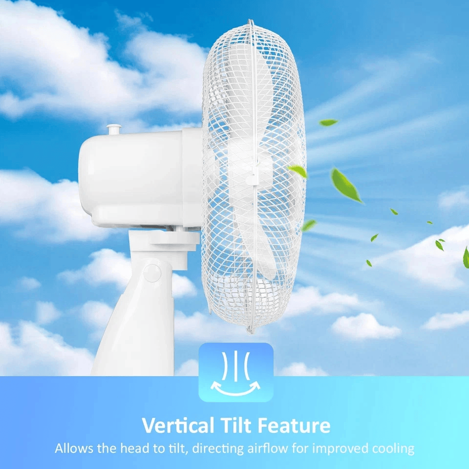 9" Desk Fan 2 Speed Electric Table Fan Adjustable Tilt Head Quiet White