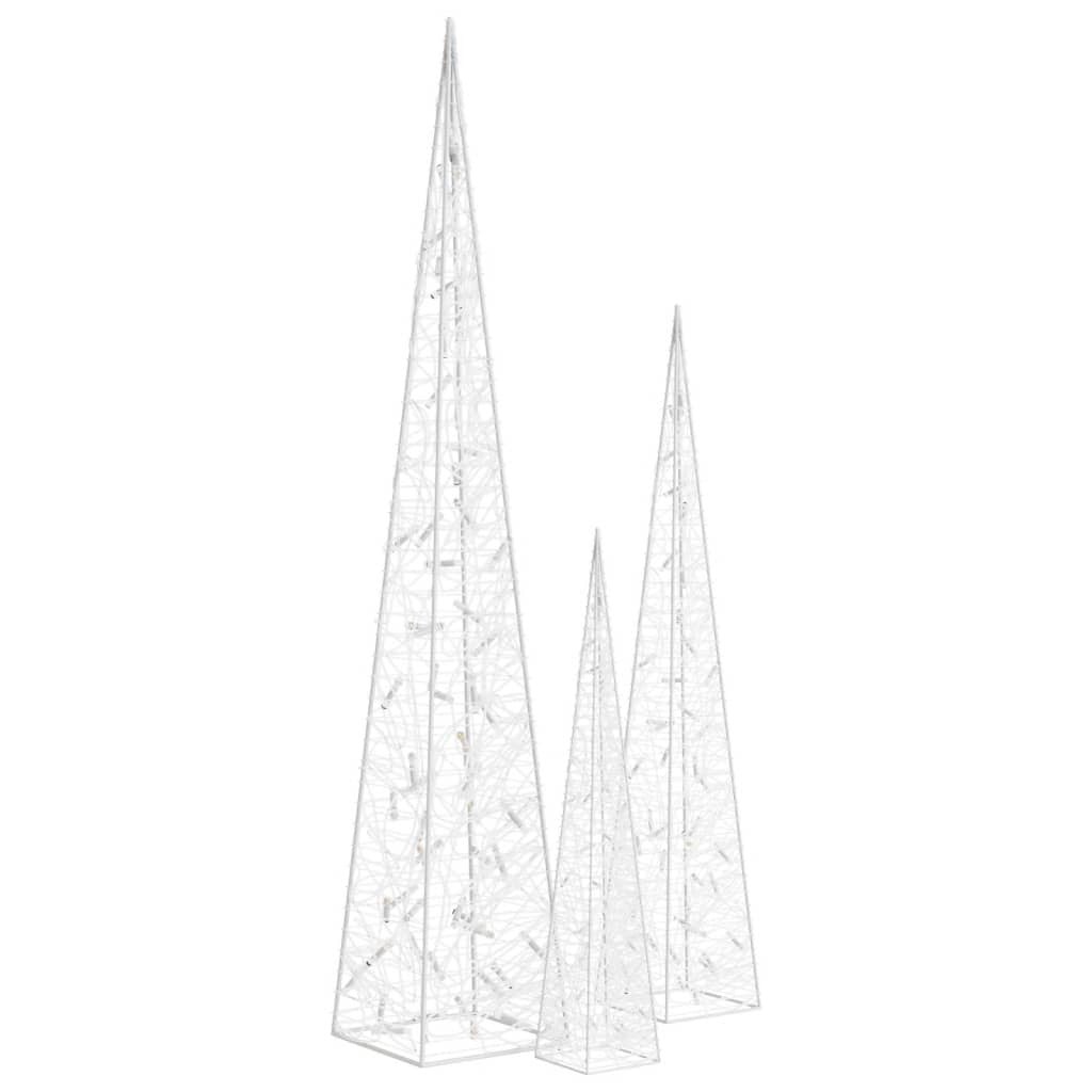 Acrylic Decorative LED Light Cone Set Blue 60/90/120cm