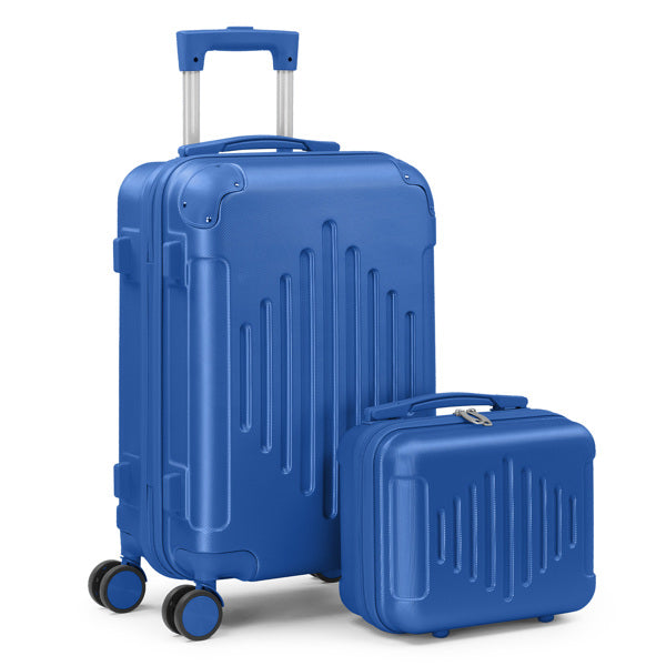2-Piece ABS Luggage Set with Diamond Pattern & Non-TSA Locks (12in+20in) – Navy Blue 55×35×25cm (21.7×13.8×9.8in)