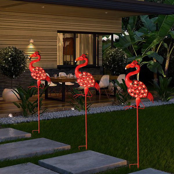 Flamingo Solar Lights, Decorative Outdoor Flamingo Yard Waterproof Flamingo Pathway Stake Lights Solar Decorations Lawn Garden Ornaments for Patio Pond Ground Backyard Decor