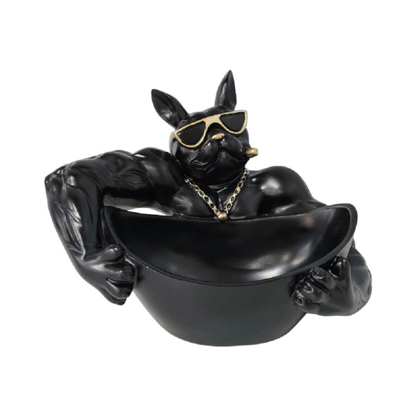 Bulldog Storage Sculpture, Resin Cool Dog Bulldog Statue Storage Tray, Bulldog Tray Ornament Key Snack Holder