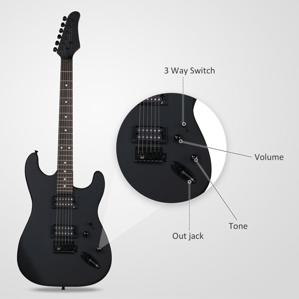 GST 39in Electric Guitar H-H Pickups Black suit for Heavier Rock