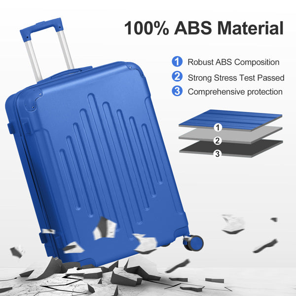 2-Piece ABS Luggage Set with Diamond Pattern & Non-TSA Locks (12in+20in) – Navy Blue 55×35×25cm (21.7×13.8×9.8in)