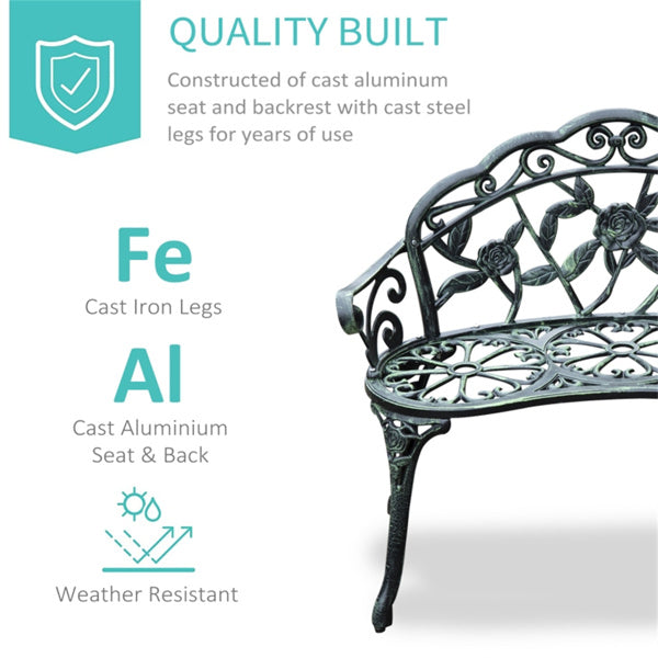 Antique Green Outdoor Garden Bench 、Garden chair 39.5" L x 21.25" W x 30.75" H