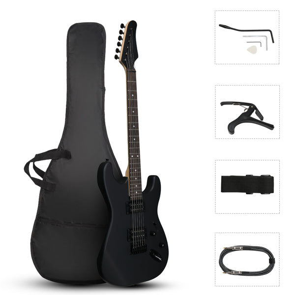 GST 39in Electric Guitar H-H Pickups Black suit for Heavier Rock