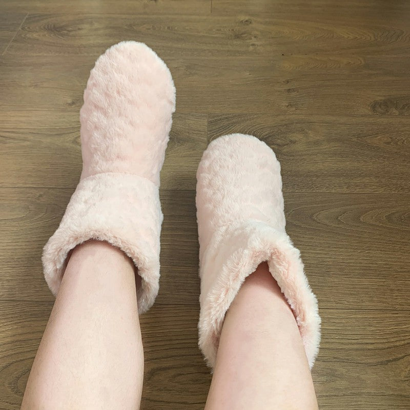 Cute Winter Slippers Couple Floor Socks Non-Slip Velvet Indoor High-Tube Shoes - Pink UK Size 7-7.5 8-9.5