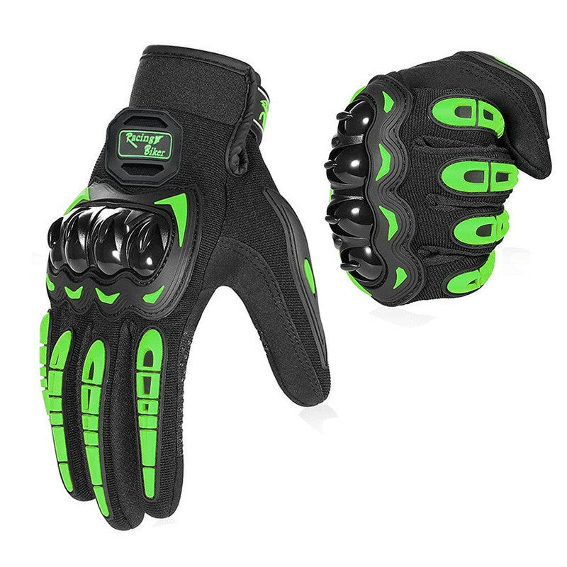 Thermal Motorbike Motorcycle Gloves Knuckle And Finger Protection Green sizes L M Winter Summer
