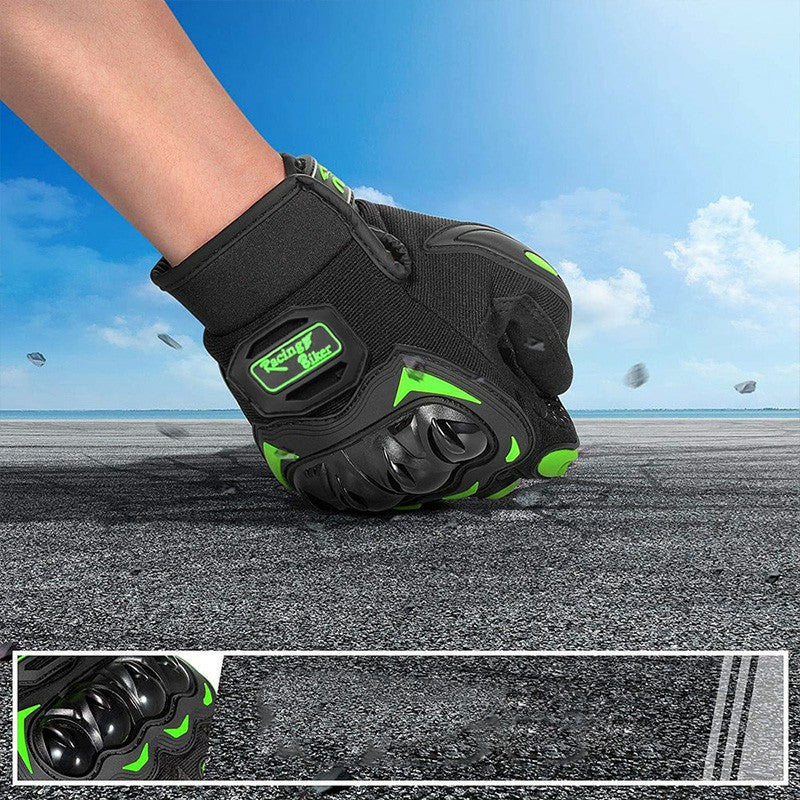 Thermal Motorbike Motorcycle Gloves Knuckle And Finger Protection Green sizes L M Winter Summer