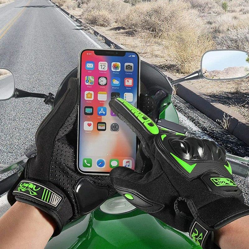 Thermal Motorbike Motorcycle Gloves Knuckle And Finger Protection Green sizes L M Winter Summer