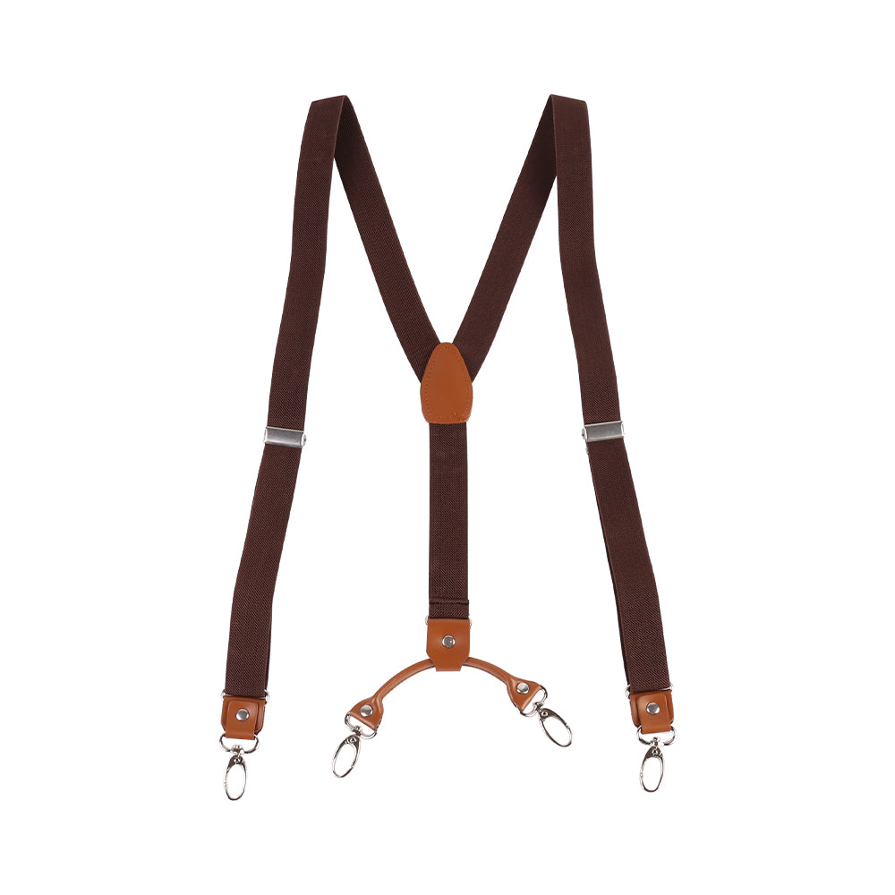 Y Back Adjustable Suspenders Elastic Straps with Metal Snap Hooks - Multiple Colours