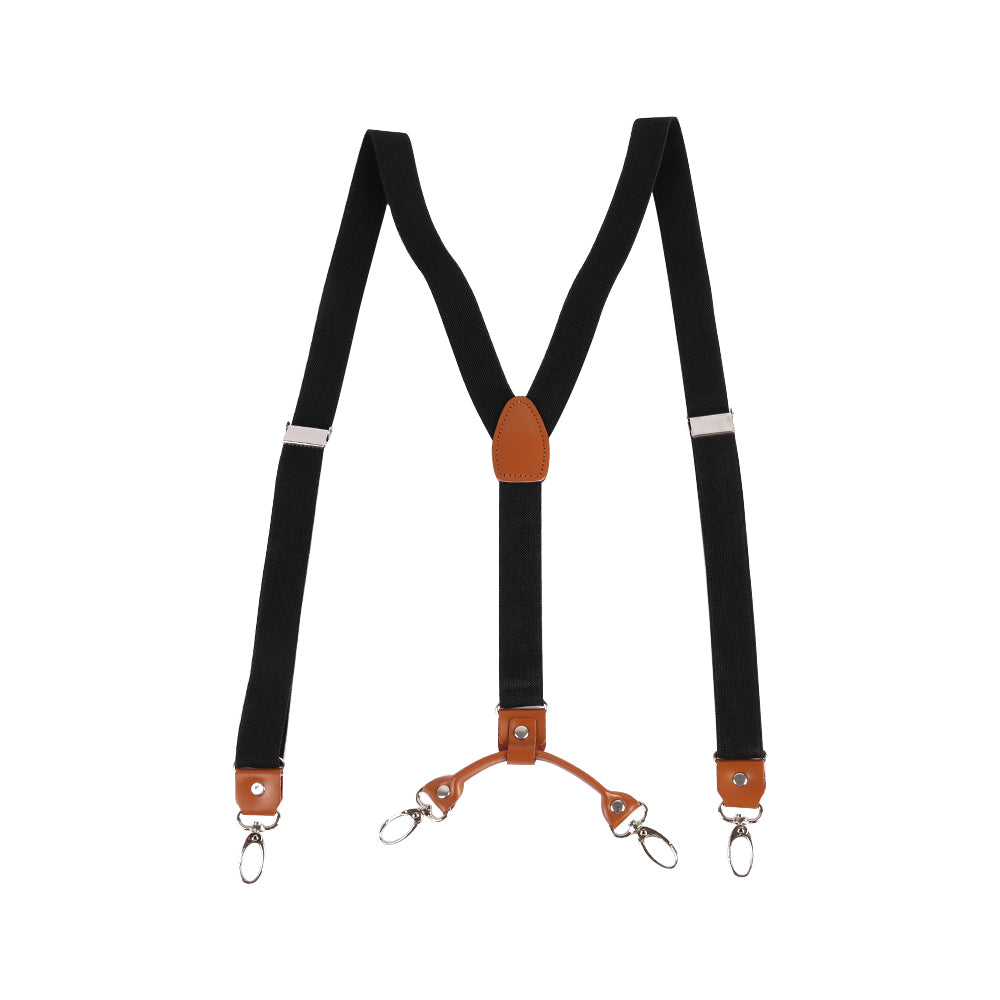 Y Back Adjustable Suspenders Elastic Straps with Metal Snap Hooks - Multiple Colours