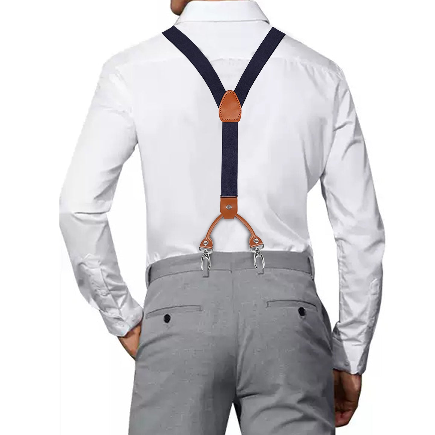 Y Back Adjustable Suspenders Elastic Straps with Metal Snap Hooks - Multiple Colours
