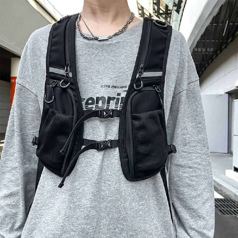 Cycling Running Vest Bag Reflective Hydration Vest Storage Bag Lightweight Backpack - Black