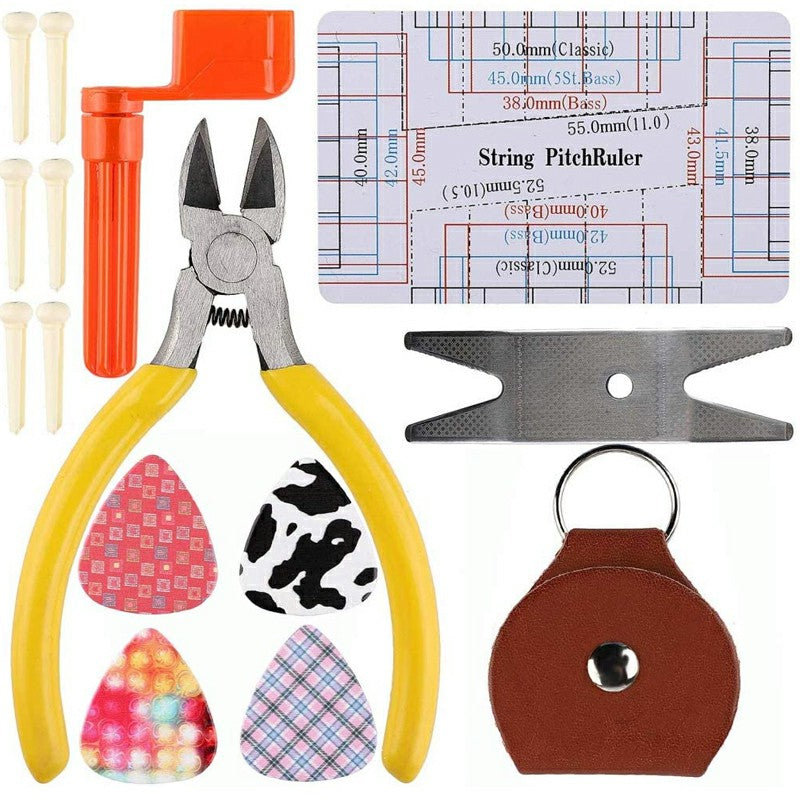 26 pcs Guitar Repairing Tool Kit of Guitar Winder Wire Plier String Organizer Fingerboard Protector String Ruler
