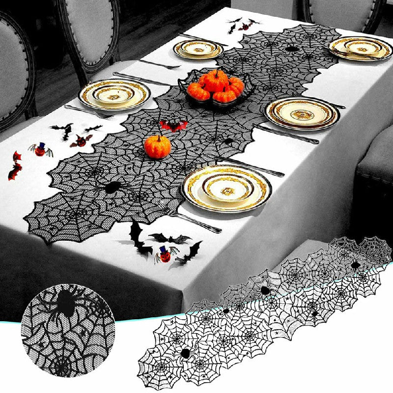 Halloween Table Cloth Fireplace Party Window Spider Web Cobweb Decoration