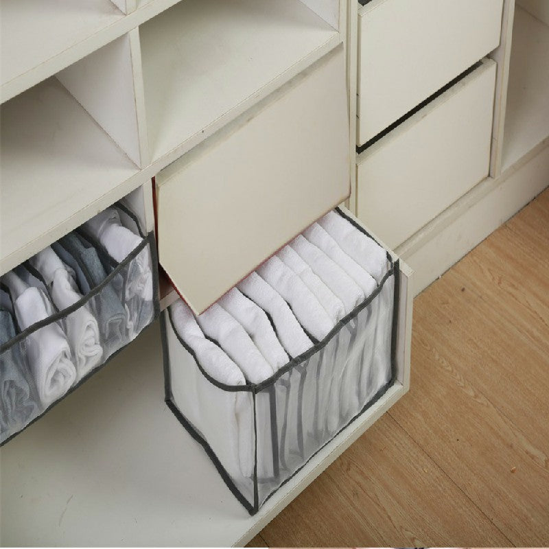 Clothes Storage Bags Foldable Organizer Wardrobe Cube Closet Boxes Compartment for Pants 7 Grids