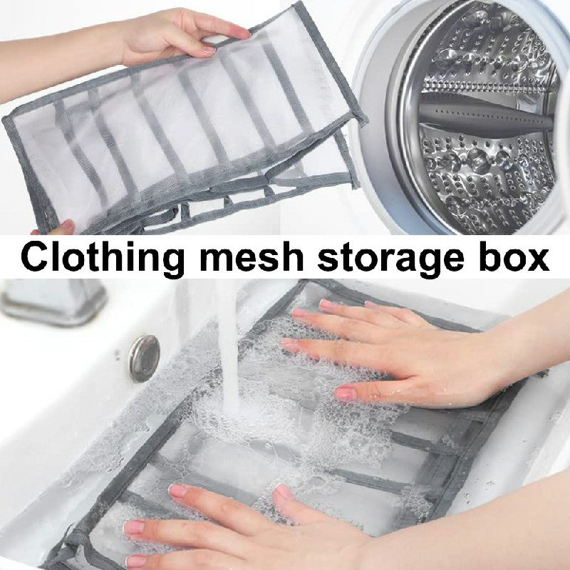 Clothes Storage Bags Foldable Organizer Wardrobe Cube Closet Boxes Compartment for Pants 7 Grids