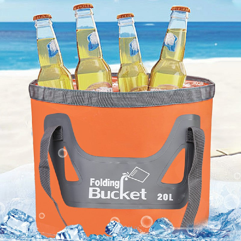 20L Foldable Water Bucket Collapsible Water Storage Container Wash Basin for Outdoor Camping - Orange