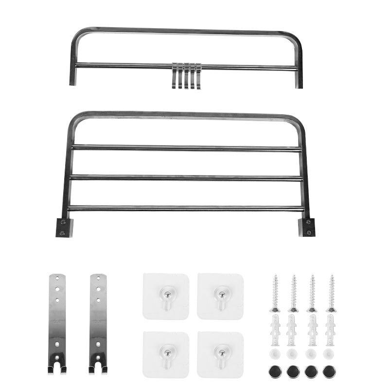 Foldable Double Towel Rail Holder Wall Mounted Stainless Steel Bathroom Rack Shelf