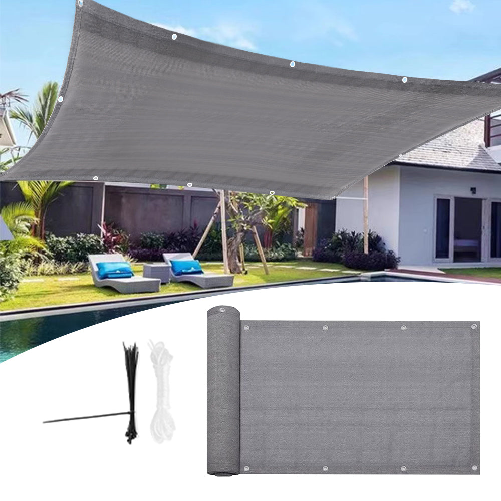 4.8m Garden Balcony Fence Cover Cloth Privacy Screen Fabric Shade Tarp Netting Mesh Cloth - Grey