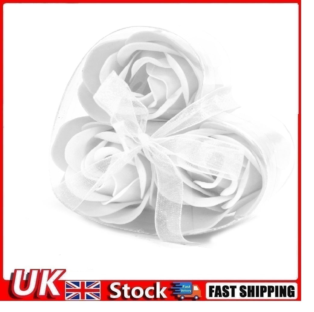 Set of 3 Soap Flower Heart Box - White - Per case: 1 Piece