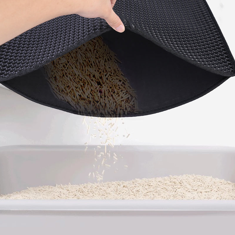 Double Layer Cat Litter Mat Non Slip Cat Litter Trapper Washable Pad for Cats Litter Box Paw Clean - Khaki Grey Black
