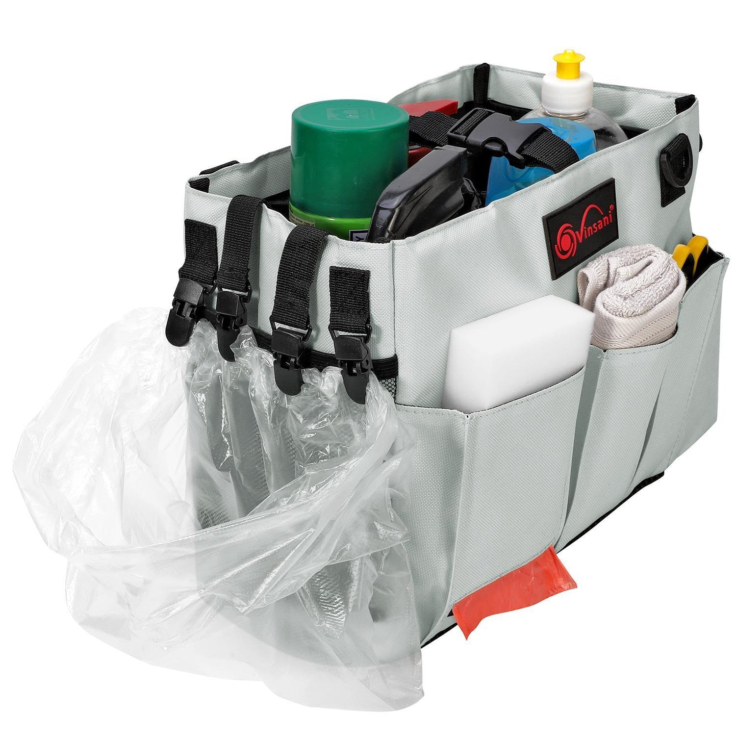 Cleaning Caddy Multifunctional Storage Organiser Bag Medium Light Grey