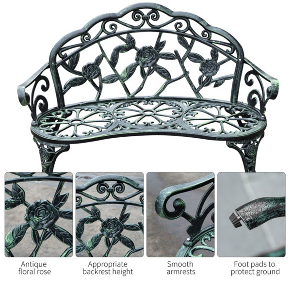 Antique Green Outdoor Garden Bench 、Garden chair 39.5" L x 21.25" W x 30.75" H