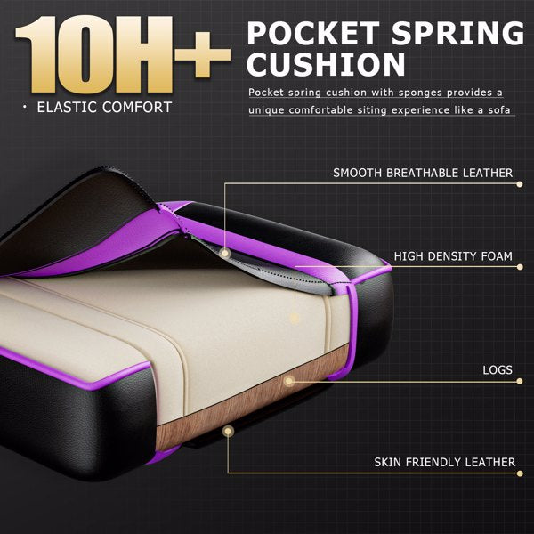 Purple Gaming Chair, Computer Chair with Footrest and Lumbar Support, Ergonomic Video Game Chair with Headrest, Height Adjustable Gamer Chair Office Desk Chair