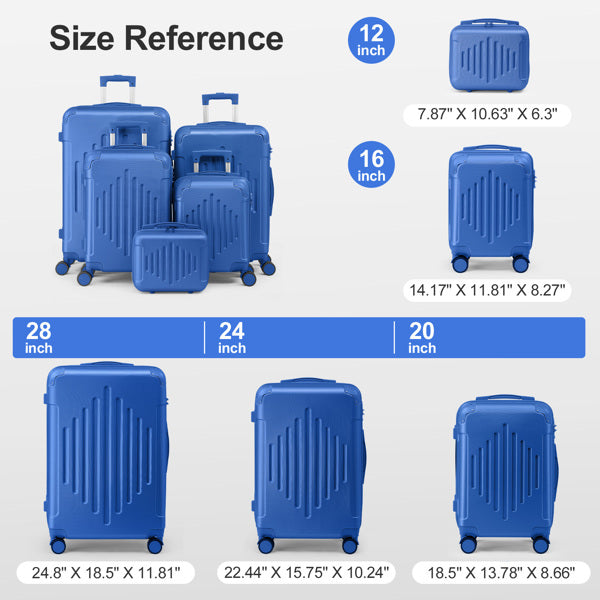 2-Piece ABS Luggage Set with Diamond Pattern & Non-TSA Locks (12in+20in) – Navy Blue 55×35×25cm (21.7×13.8×9.8in)