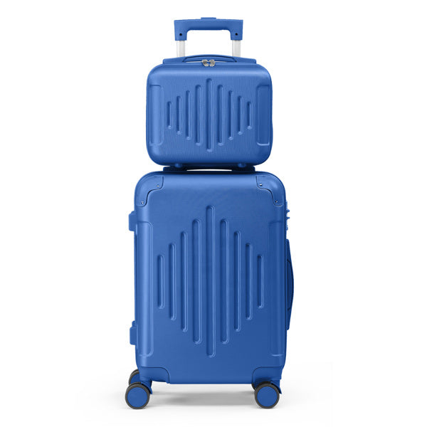 2-Piece ABS Luggage Set with Diamond Pattern & Non-TSA Locks (12in+20in) – Navy Blue 55×35×25cm (21.7×13.8×9.8in)