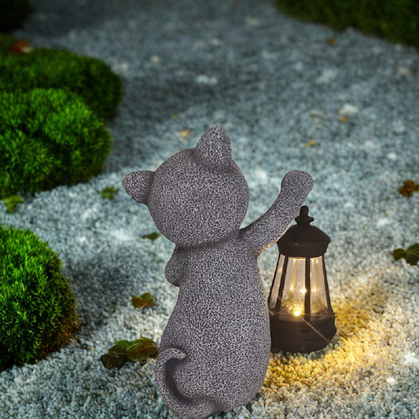 Cat Statue Solar Garden Ornaments Outdoor, Waterproof Garden Statue Figurine Sculpture Funny Home Lawn Decor Garden Accessories
