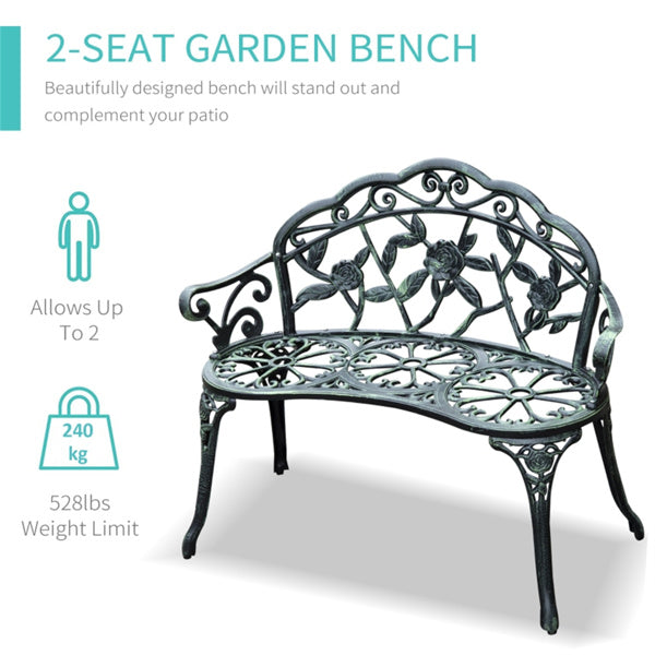 Antique Green Outdoor Garden Bench 、Garden chair 39.5" L x 21.25" W x 30.75" H