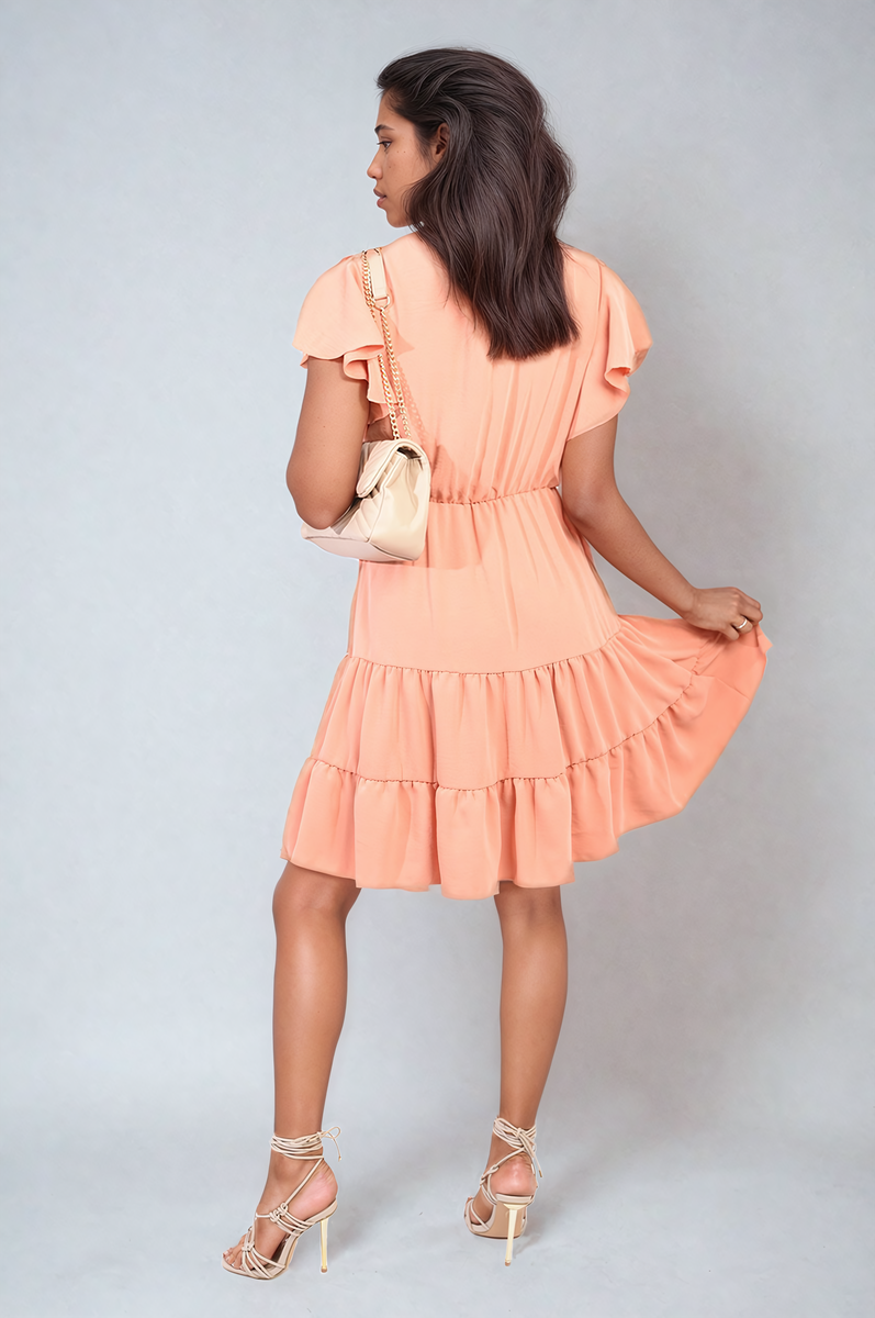 Ruffle Sleeve Tiered Mini Dress
